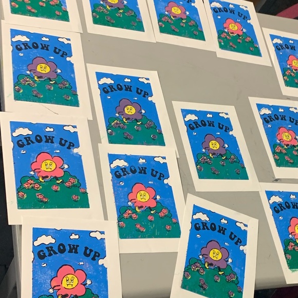 GROW UP Flowers Lino Print - reductive oil print - Picture 6 of 6